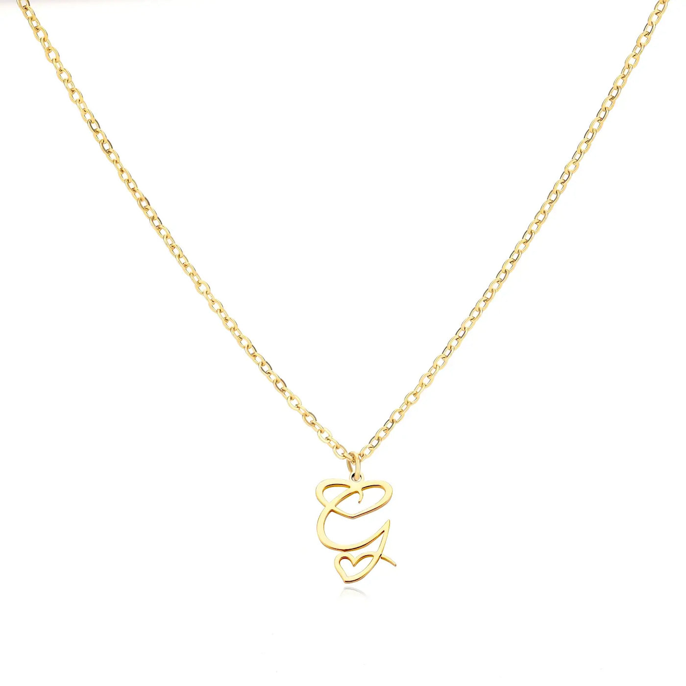 Collier Lettre En Cursive Cœur