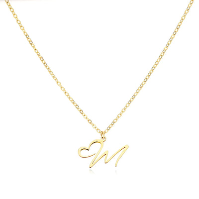 Collier Lettre En Cursive Cœur