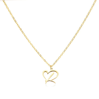 Collier Lettre En Cursive Cœur