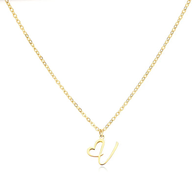 Collier Lettre En Cursive Cœur