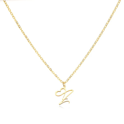 Collier Lettre En Cursive Cœur