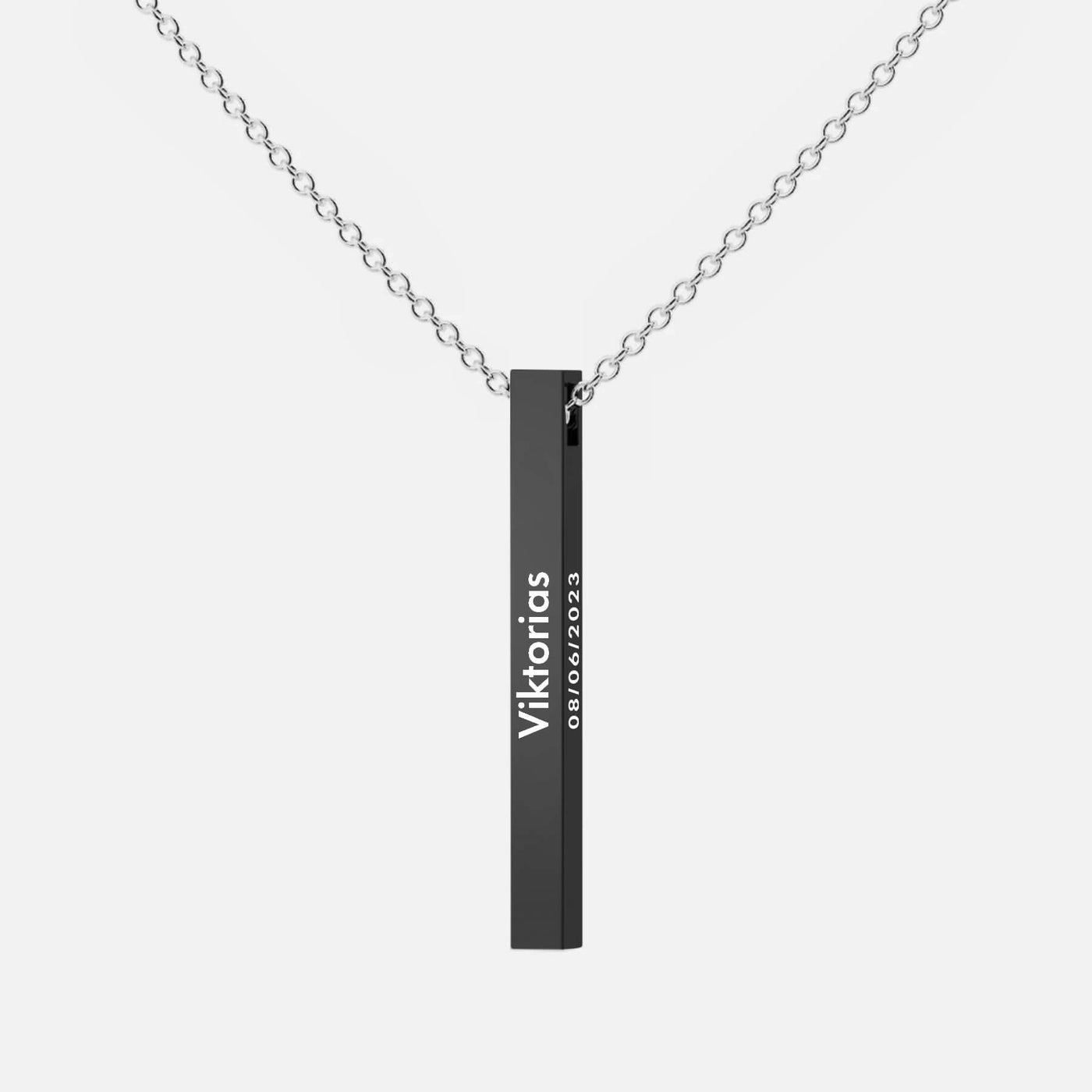 Personalized Bar Necklace Noir